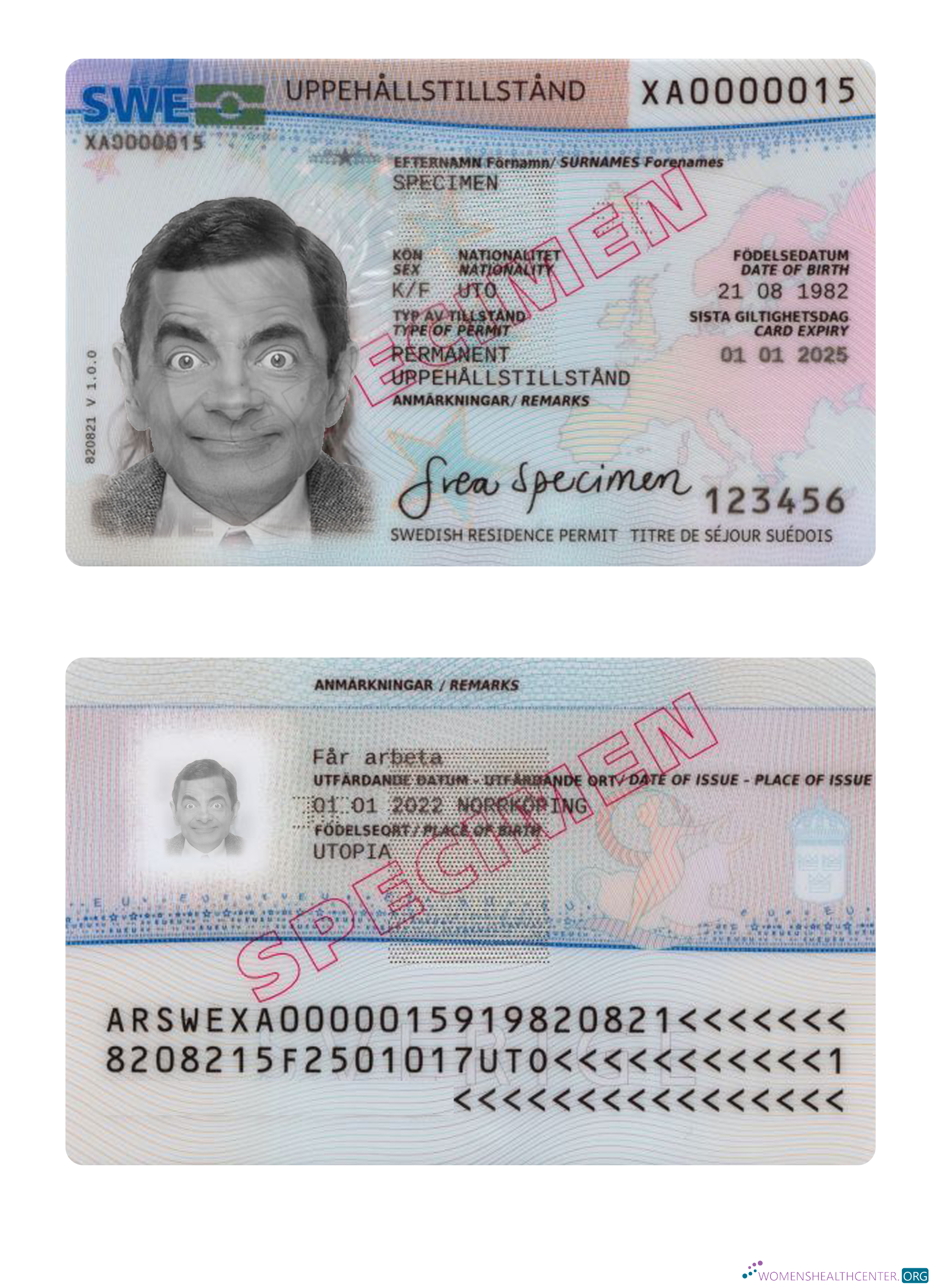 Download Sweden residence permit 2022 present Photoshop template